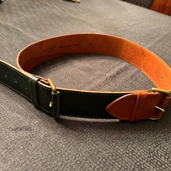 Osprey London Womens Genuine Leather Belt Forest Green Brown EUC Size 30 Small M main image 3